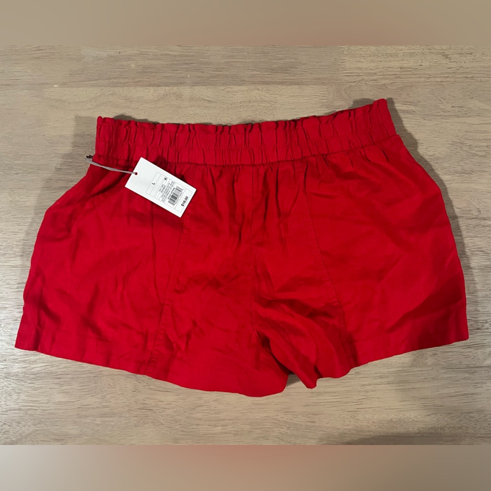 Red linen shorts